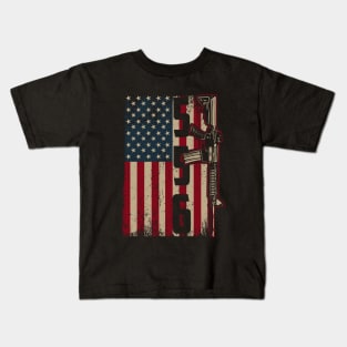 556 Gun USA Flag Kids T-Shirt